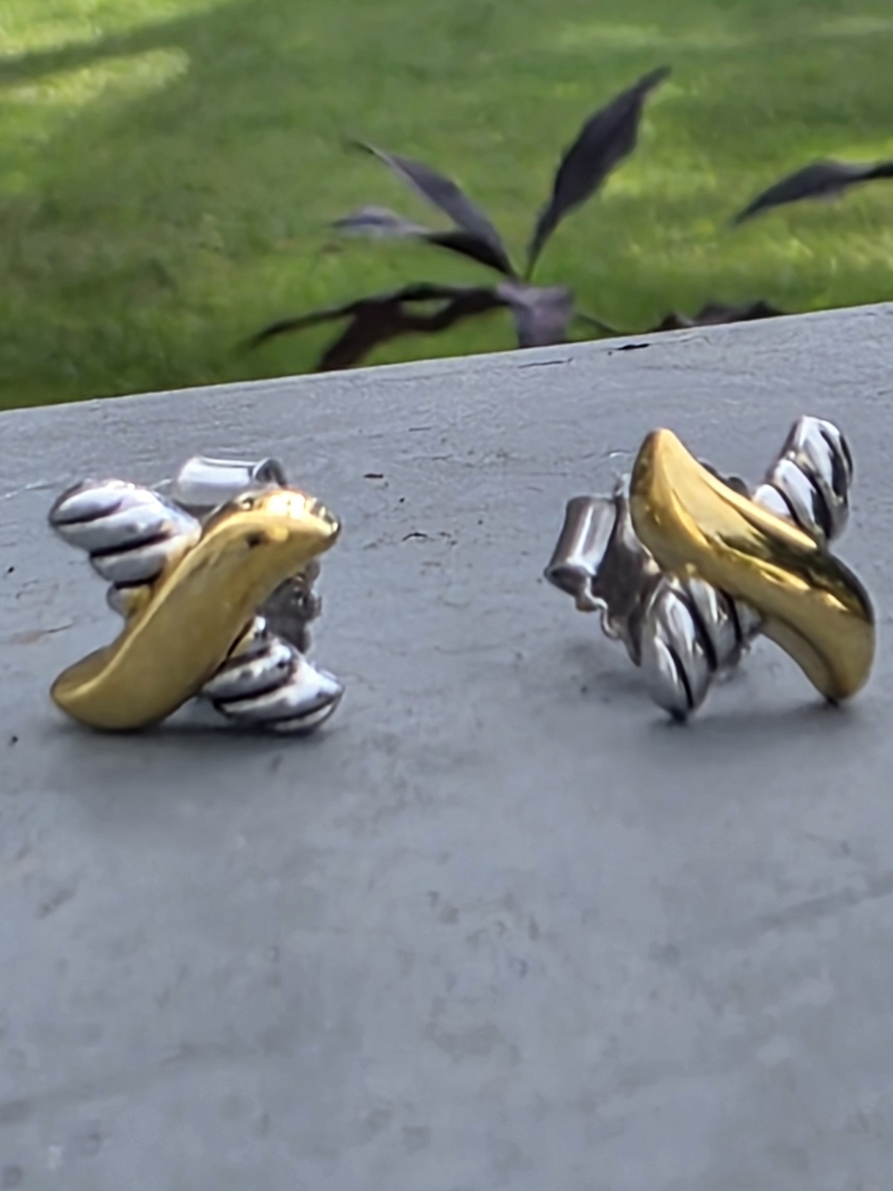 Two-Tone Gold and Silver Women’s Stud Earrings